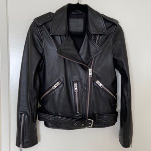All Saints Balfern Biker Leather Jacket Black